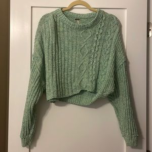 Bright green and blue cropped sweater